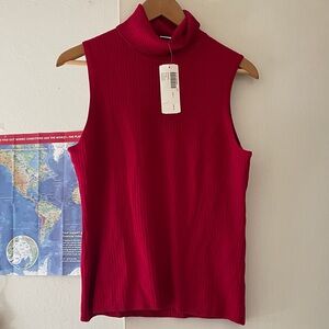 Chicos Sleeveless Red Turtleneck Top